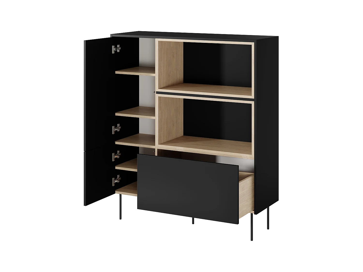 Dressoir 2 deuren 1 lade met metalen voet 120x140 cm