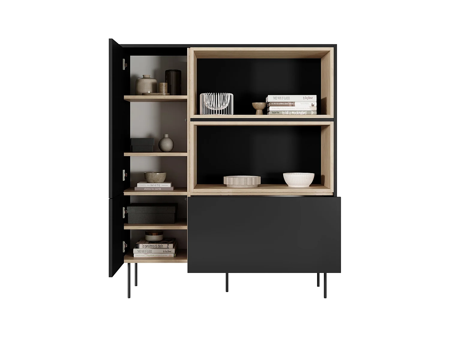 Dressoir 2 deuren 1 lade met metalen voet 120x140 cm