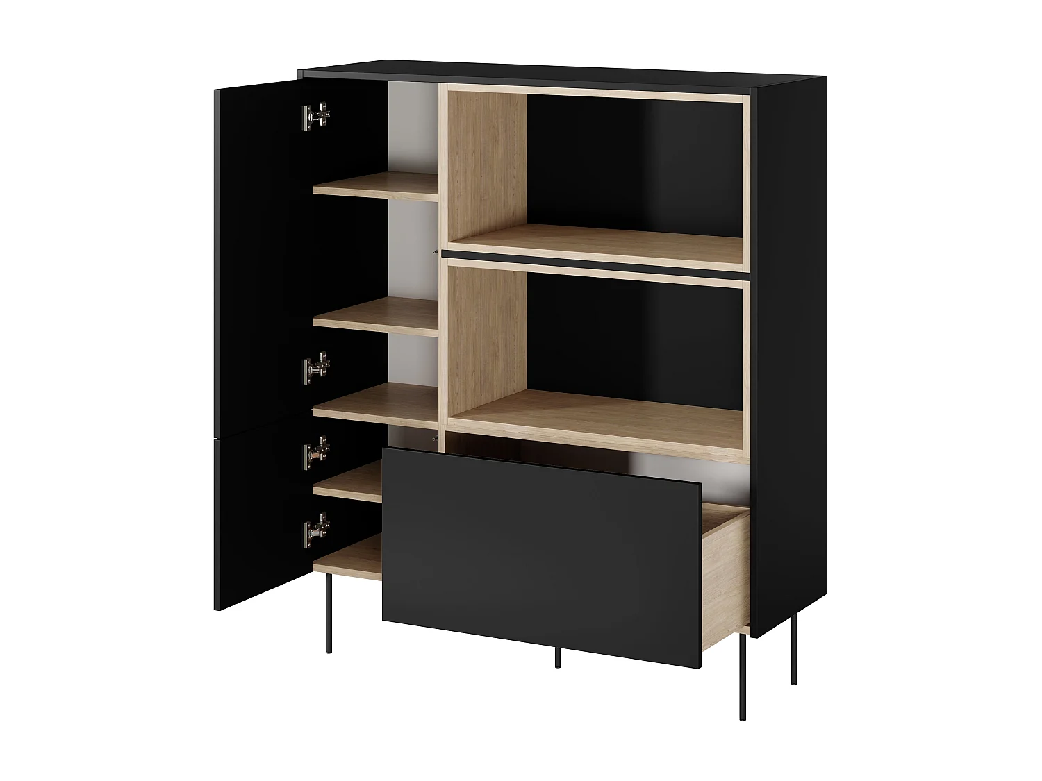 Cômoda 2 portas 1 gaveta com pé metálico 120x140 cm