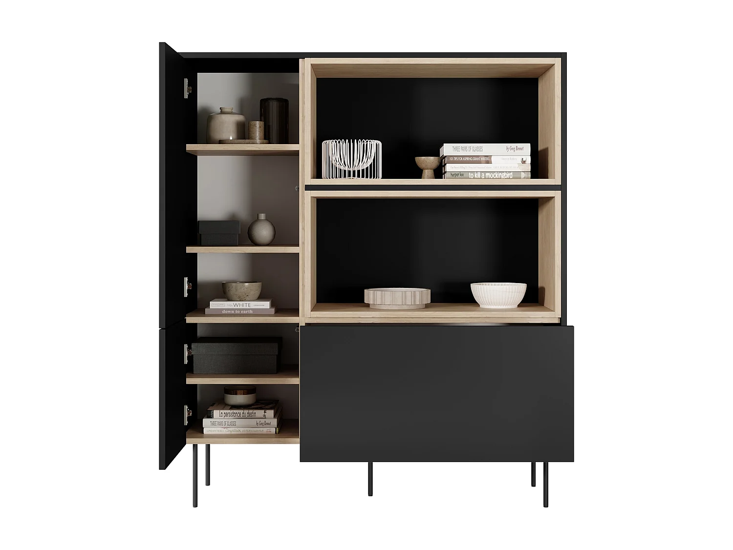 Cômoda 2 portas 1 gaveta com pé metálico 120x140 cm