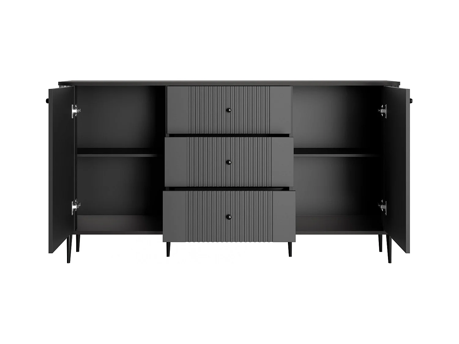 Cômoda 2 portas e 3 gavetas com pé metálico 160x85 cm