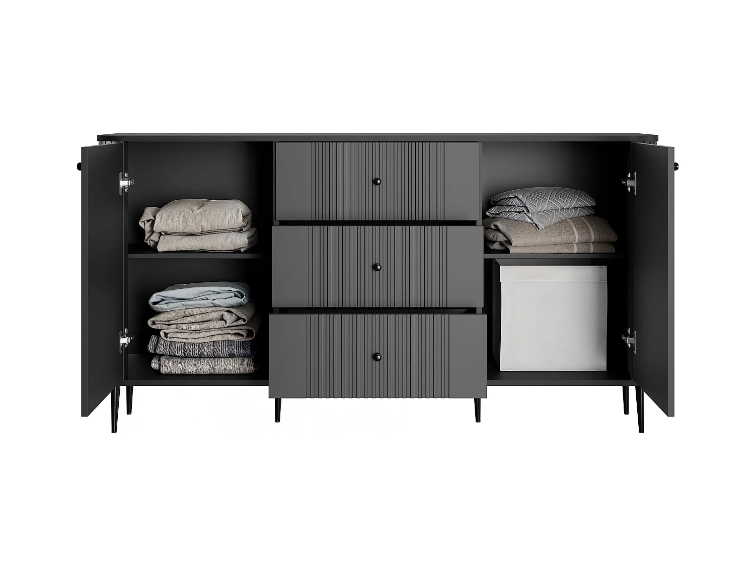 Cômoda 2 portas e 3 gavetas com pé metálico 160x85 cm