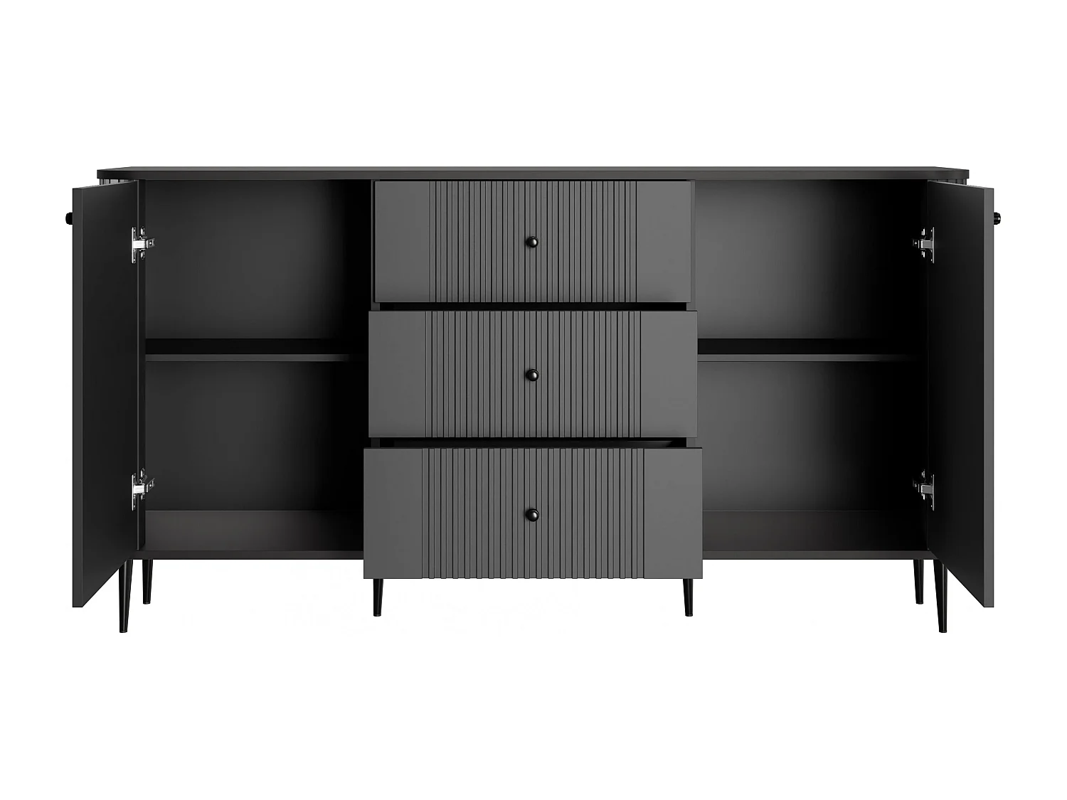 Dressoir 2 deuren 3 laden met metalen voet 160x85 cm