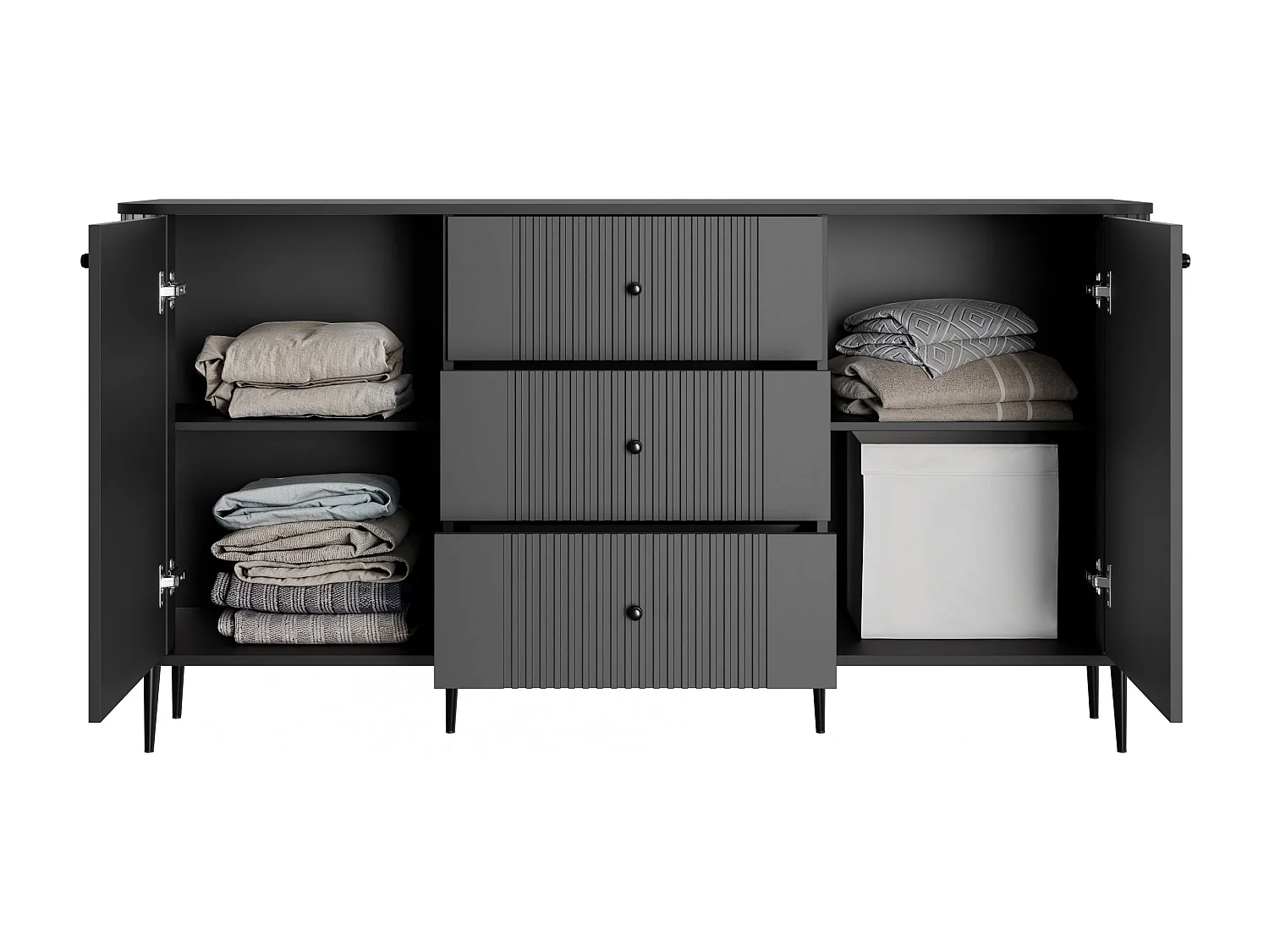 Dressoir 2 deuren 3 laden met metalen voet 160x85 cm