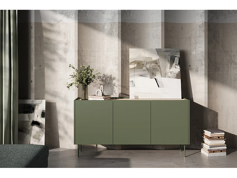 Cômoda 3 portas e 4 gavetas com pé metálico 170x85 cm