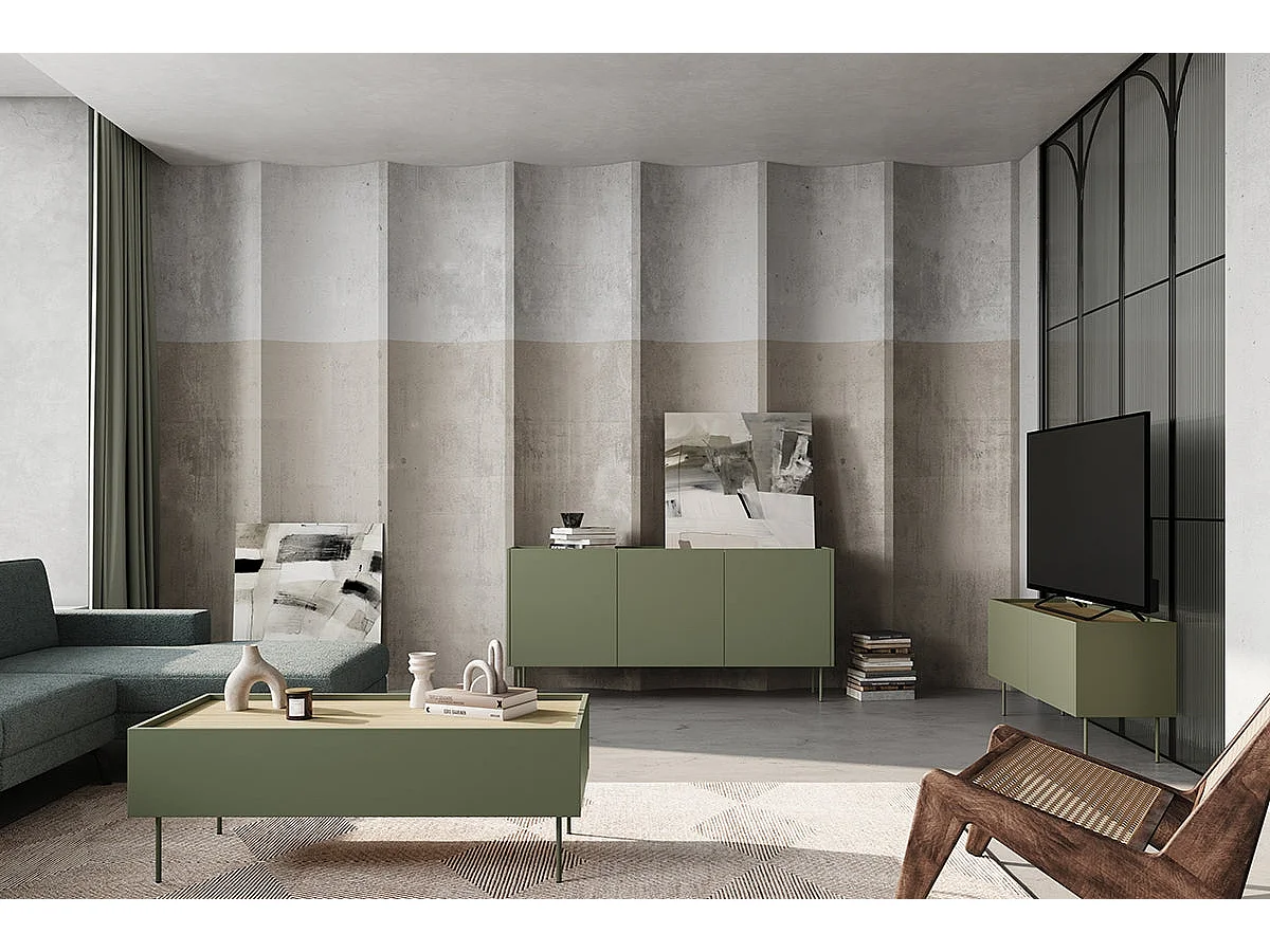 Cassettiera 3 ante 4 cassetti con piede in metallo 170x85 cm