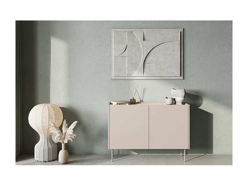 Kommode mit 2 Türen und 2 Schubladen mit Metallfuß 120x85 cm