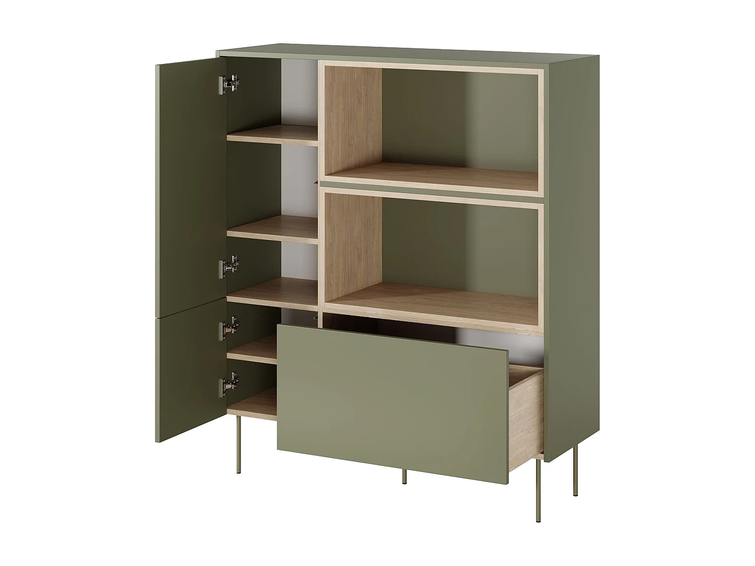Dressoir 2 deuren 1 lade met metalen voet 120x140 cm