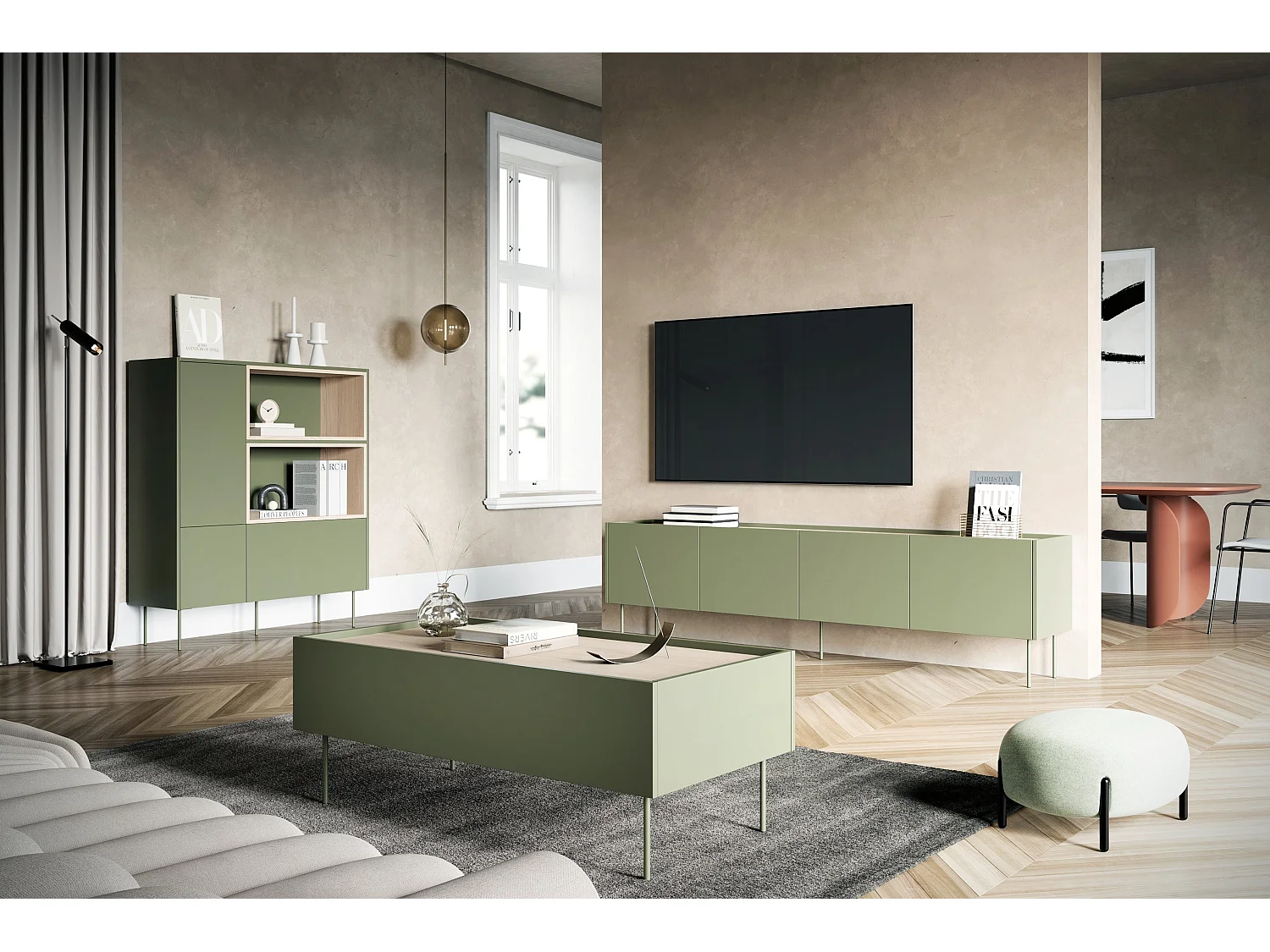 Dressoir 2 deuren 1 lade met metalen voet 120x140 cm