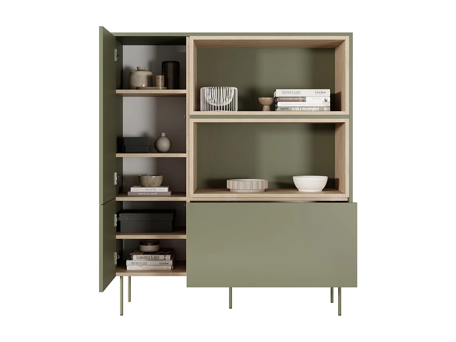 Dressoir 2 deuren 1 lade met metalen voet 120x140 cm