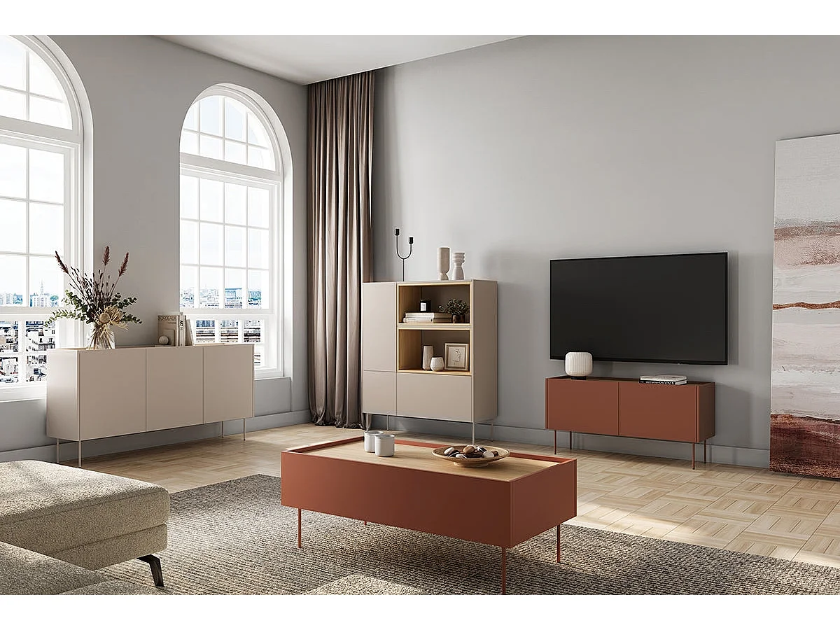 Cômoda 3 portas com pé metálico 170x85 cm