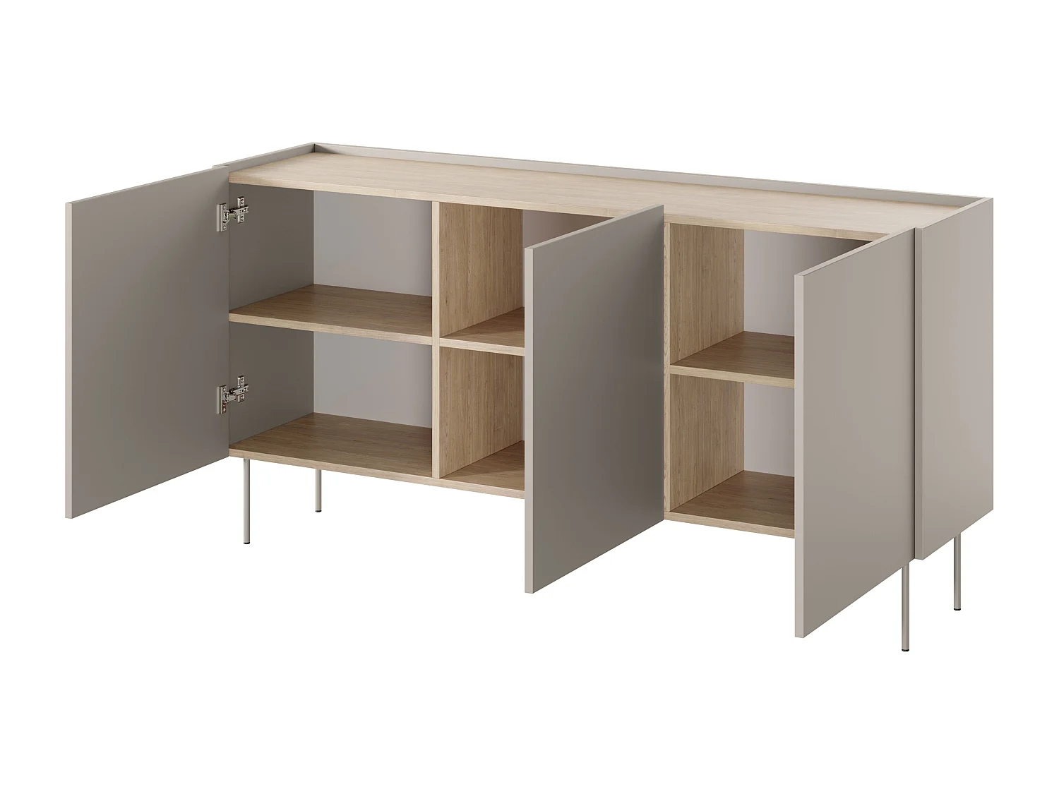 Cômoda 3 portas com pé metálico 170x85 cm