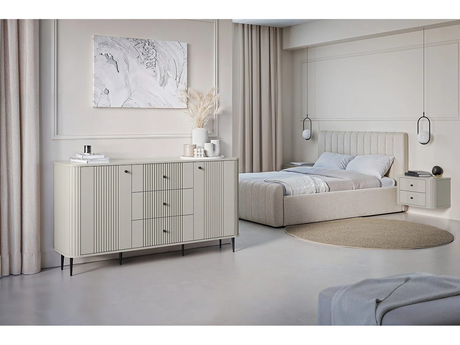 Buffet à 2 portes et 3 tiroirs avec pieds en métal Liberty, 160 x 85 cm