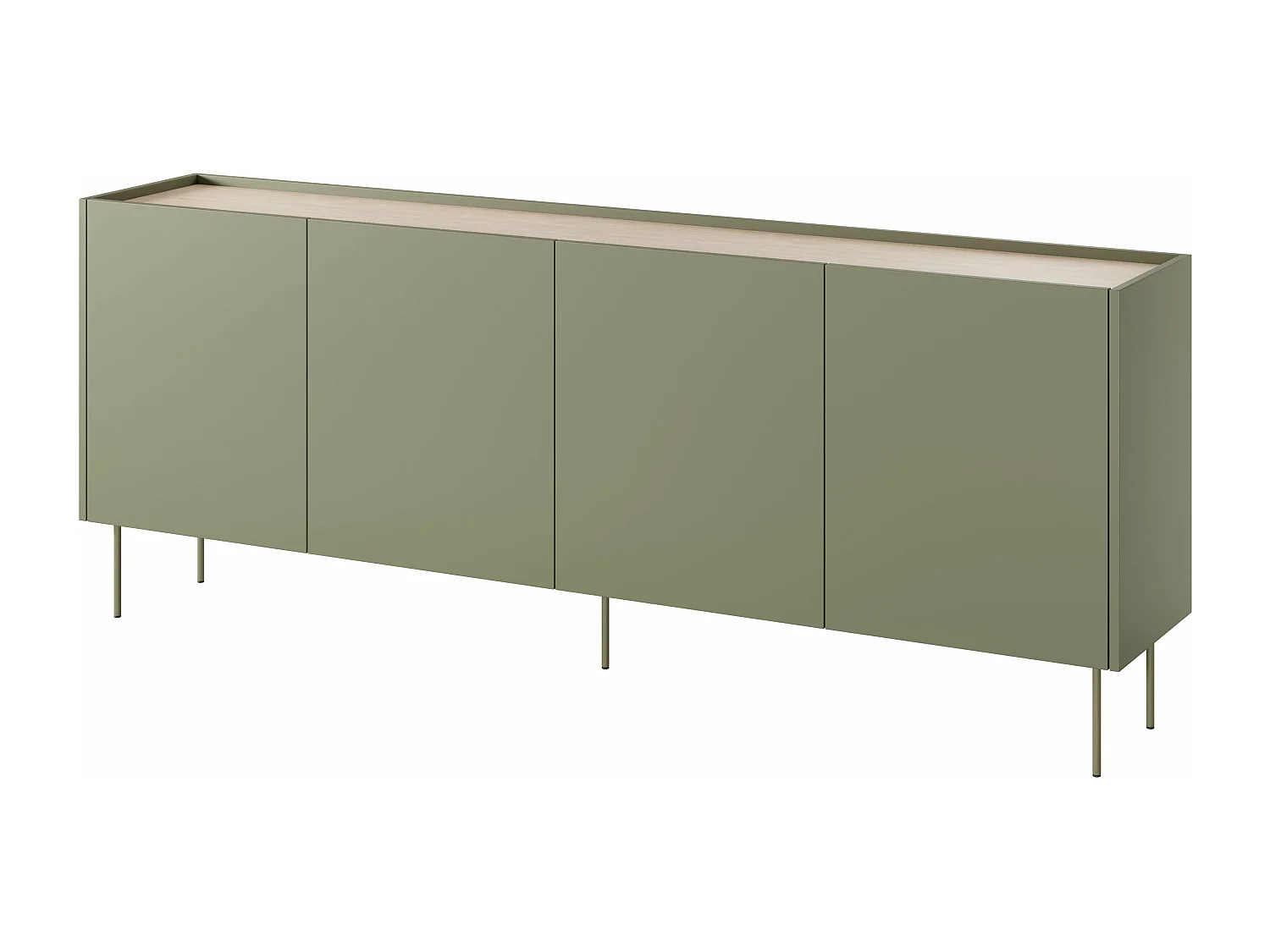 Kommode mit 4 Türen und 4 Schubladen mit Metallfuß 220x85 cm