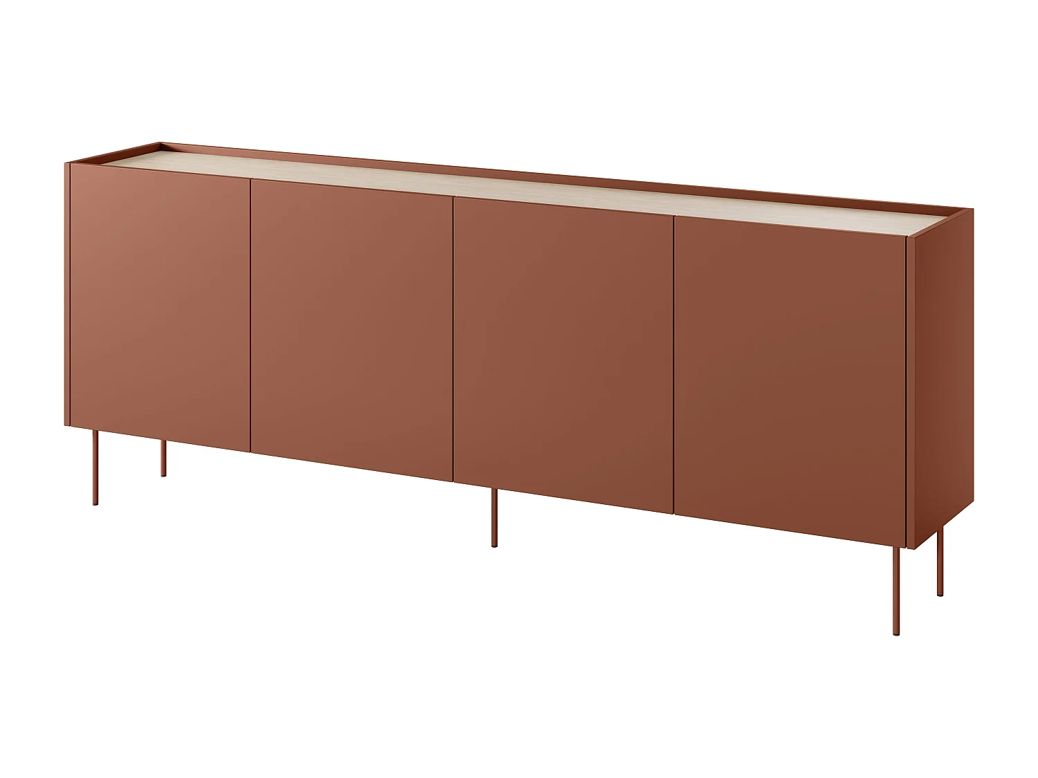 Cômoda 4 portas com pé metálico 220x85 cm