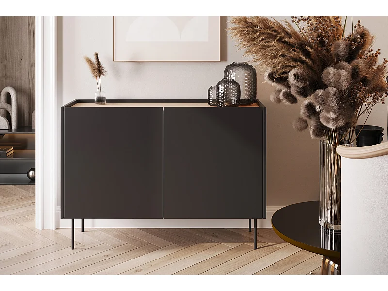 Cômoda com 2 portas e 2 gavetas com pé metálico 120x85 cm