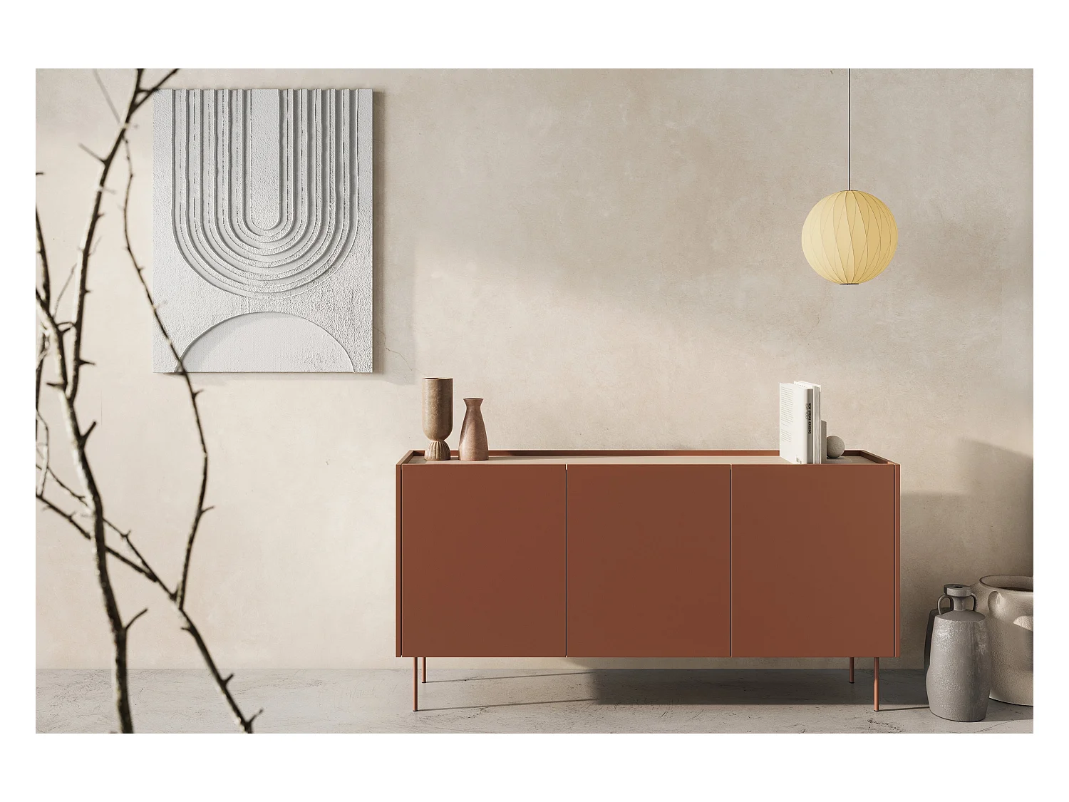 3-deurs commode met metalen voet 170x85 cm