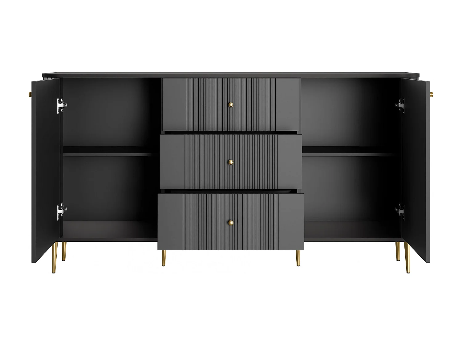 Buffet à 2 portes et 3 tiroirs avec pieds en métal Liberty, 160 x 85 cm