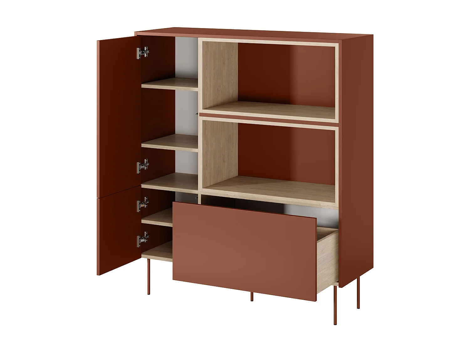 Cômoda 2 portas 1 gaveta com pé metálico 120x140 cm