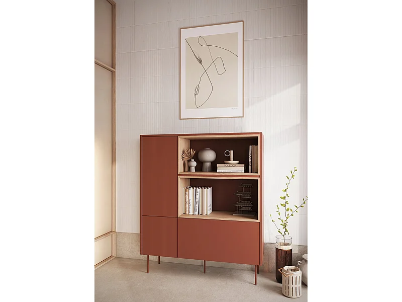 Cômoda 2 portas 1 gaveta com pé metálico 120x140 cm