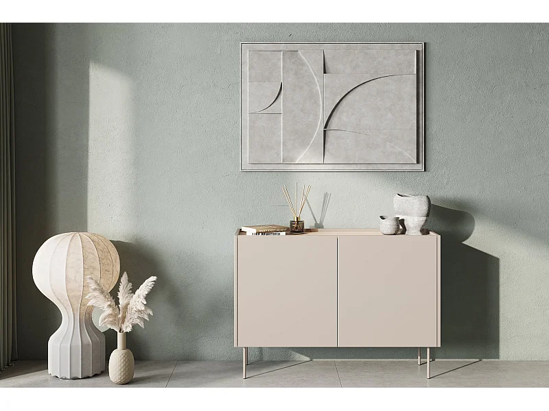 Cómoda de 2 puertas con pie de metal 120x85 cm