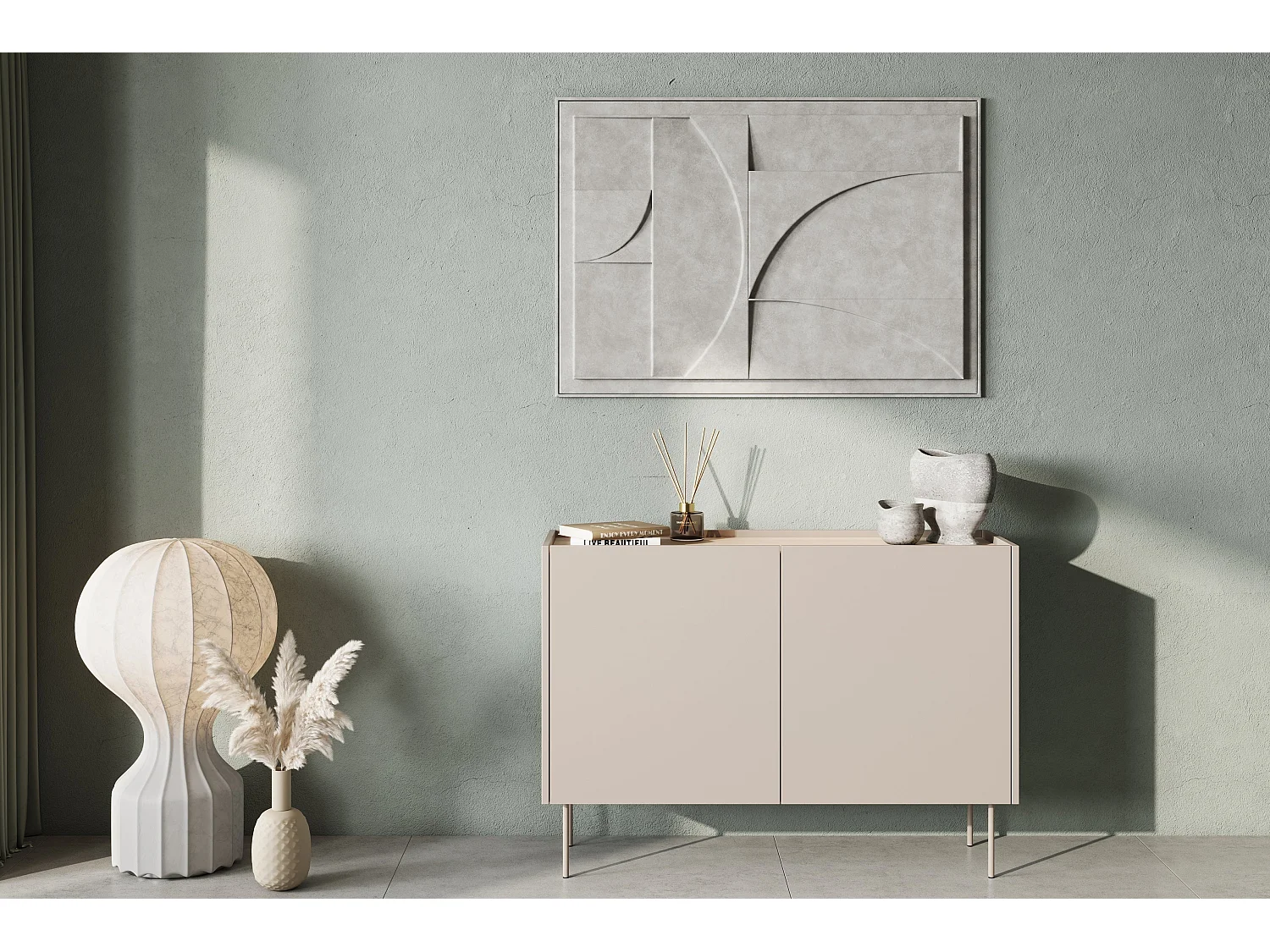 Cômoda 2 portas com pé metálico 120x85 cm