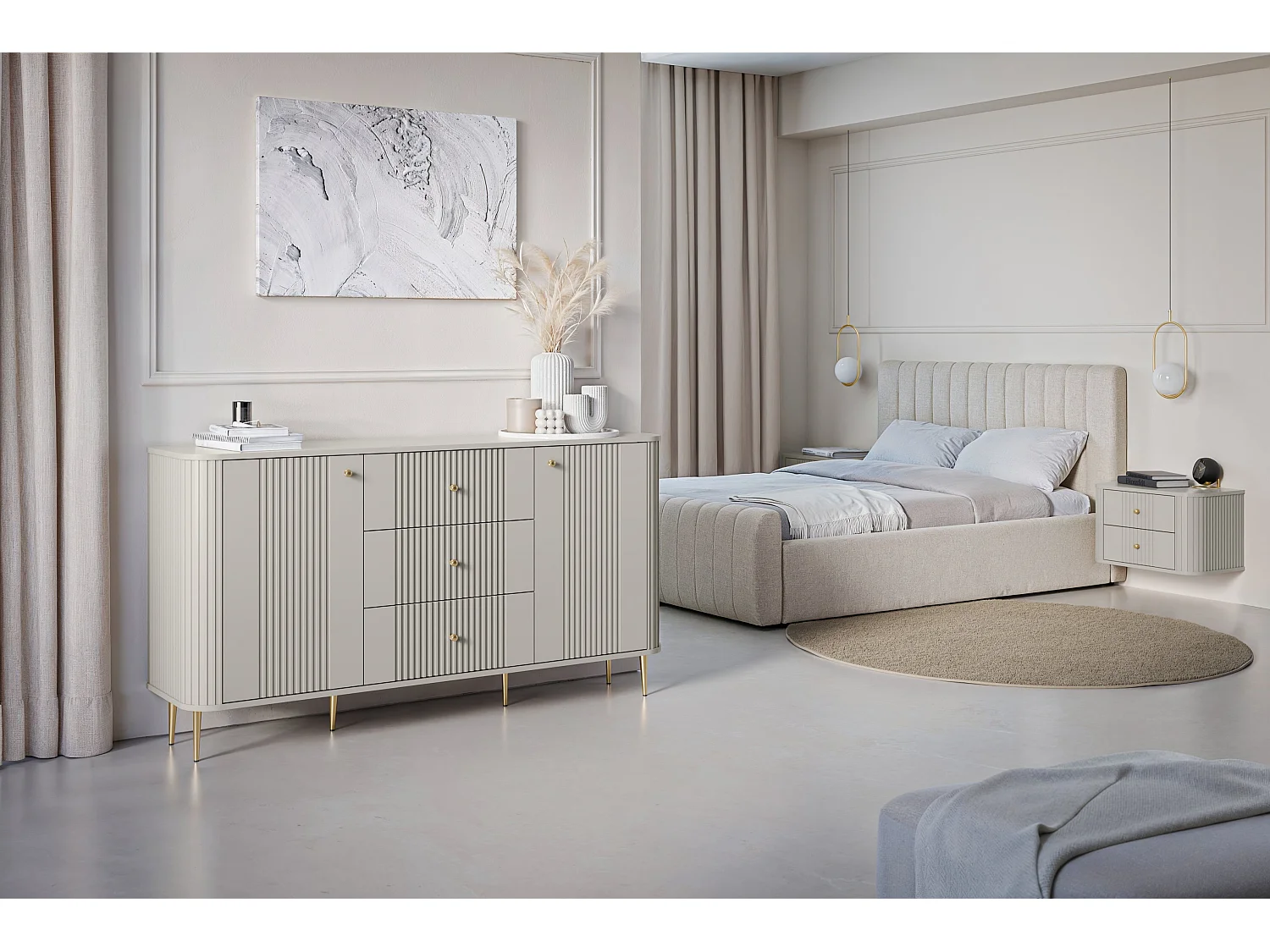 Buffet à 2 portes et 3 tiroirs avec pieds en métal Liberty, 160 x 85 cm