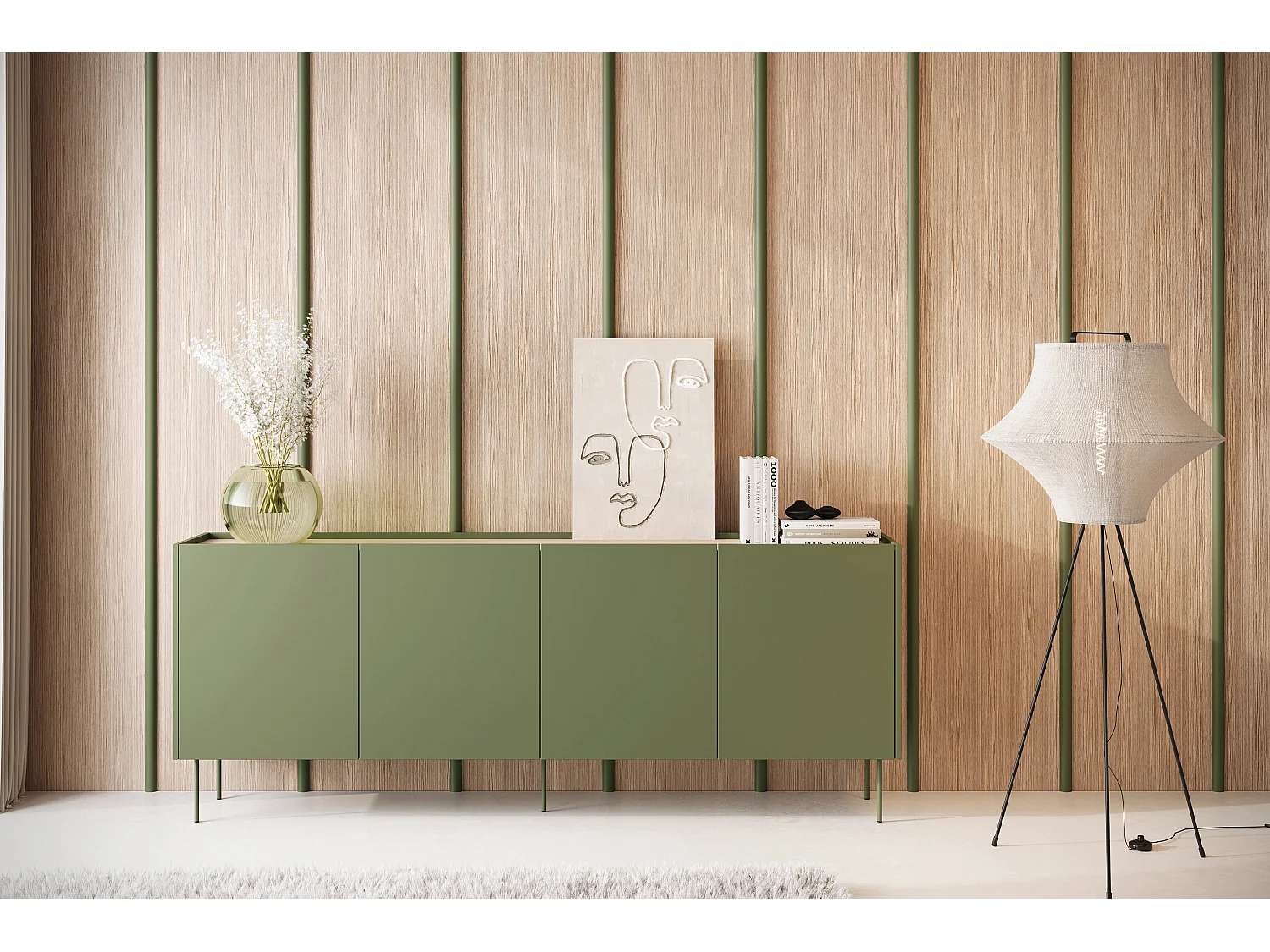 4-türige Kommode mit Metallfuß 220x85 cm