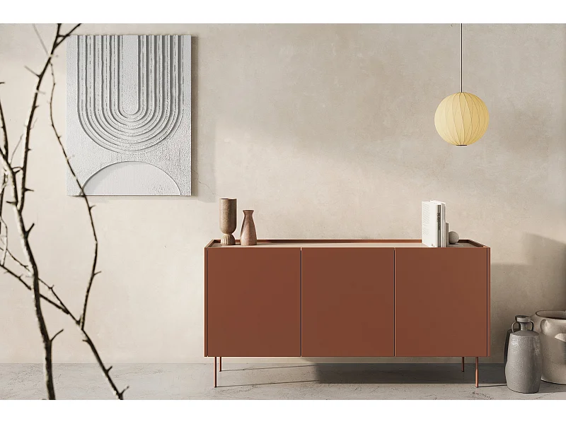 Cômoda com 3 portas e 2 gavetas com pé metálico 170x85 cm