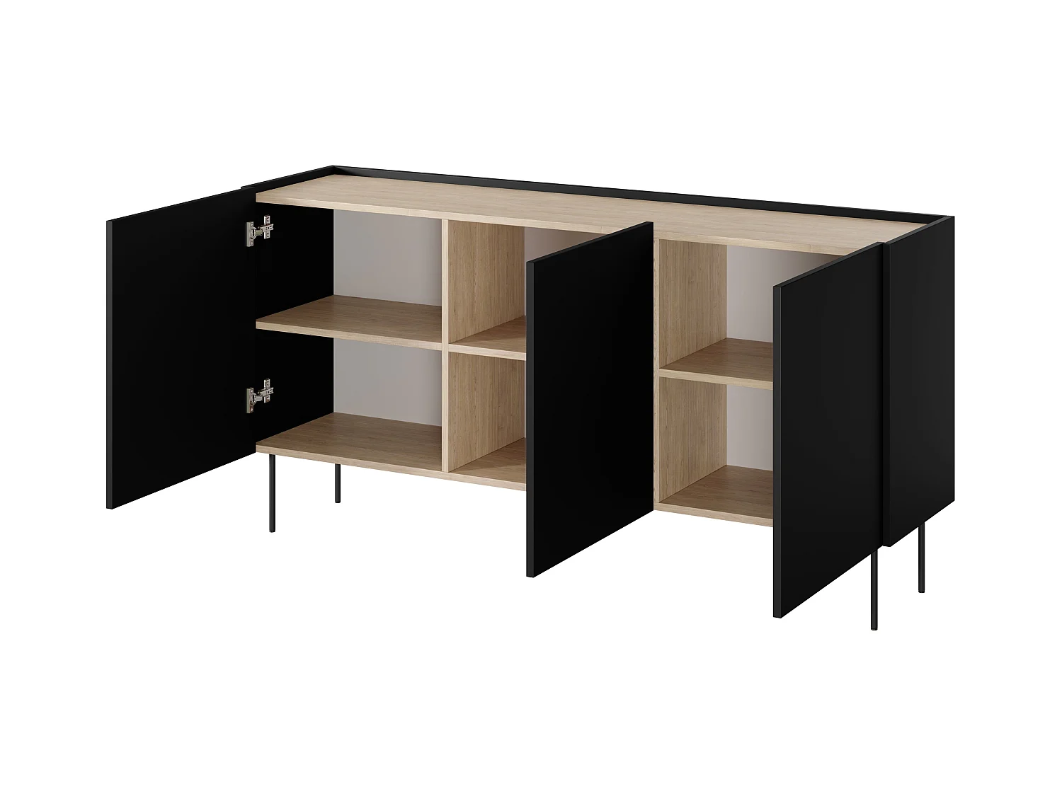 Cômoda 3 portas com pé metálico 170x85 cm