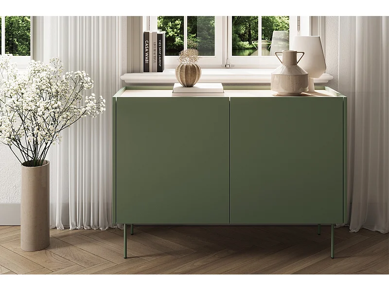 Cômoda com 2 portas e 2 gavetas com pé metálico 120x85 cm