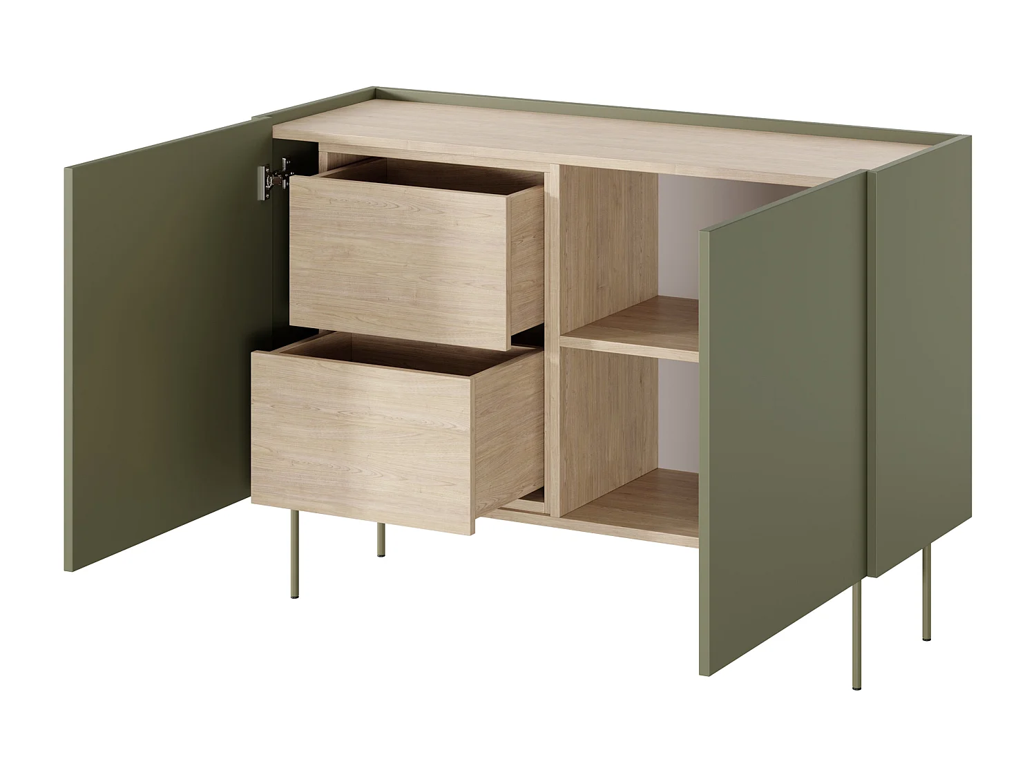 Dressoir met 2 deuren en 2 lades met metalen voet 120x85 cm