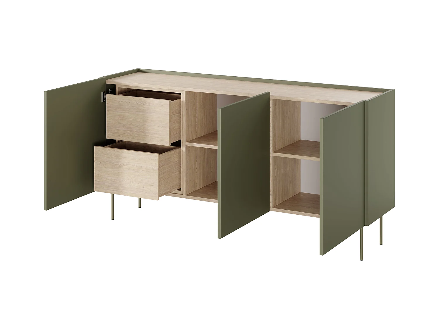 Dressoir met 3 deuren en 2 lades met metalen voet 170x85 cm