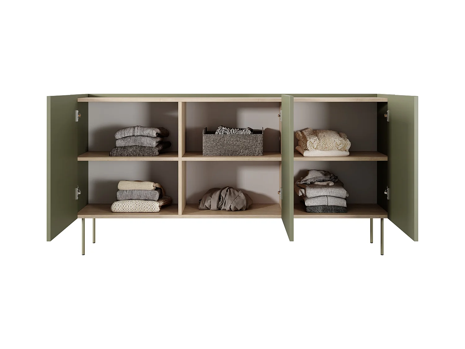 Dressoir met 3 deuren en 2 lades met metalen voet 170x85 cm