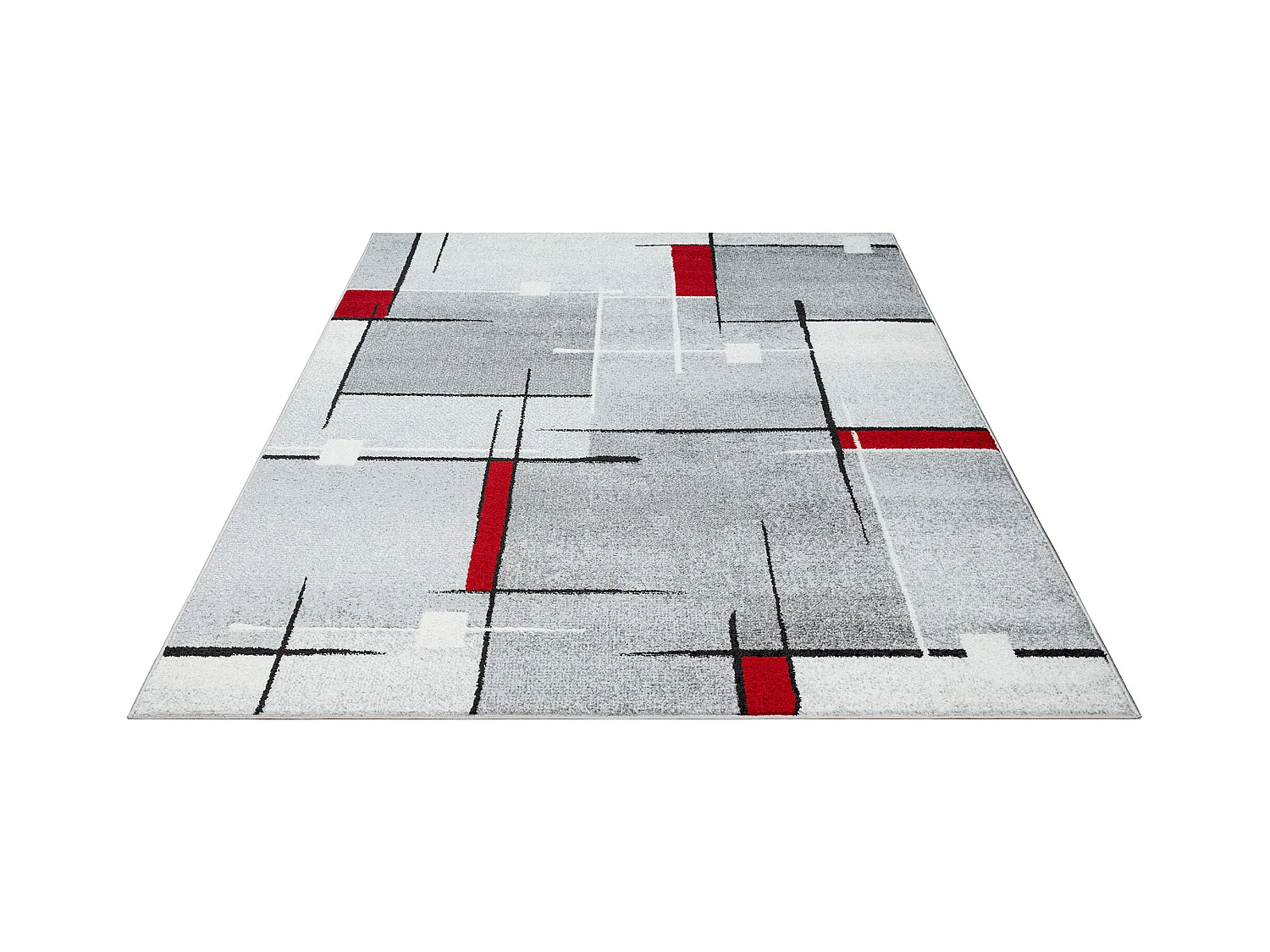 Tapis Pearl moderne salon poil court, Gris Rouge, 140 x 200 cm