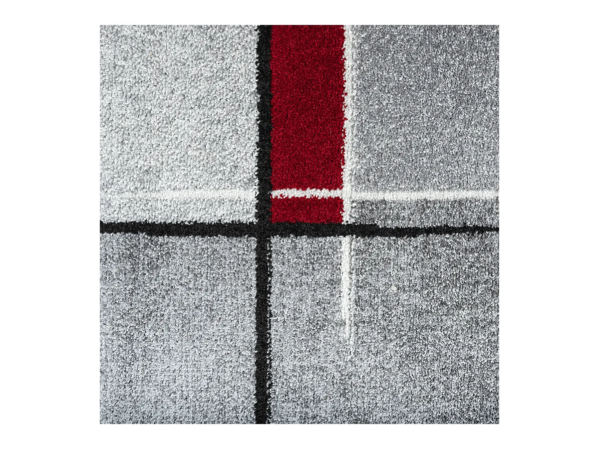 Tapis Pearl moderne salon poil court, Gris Rouge, 140 x 200 cm