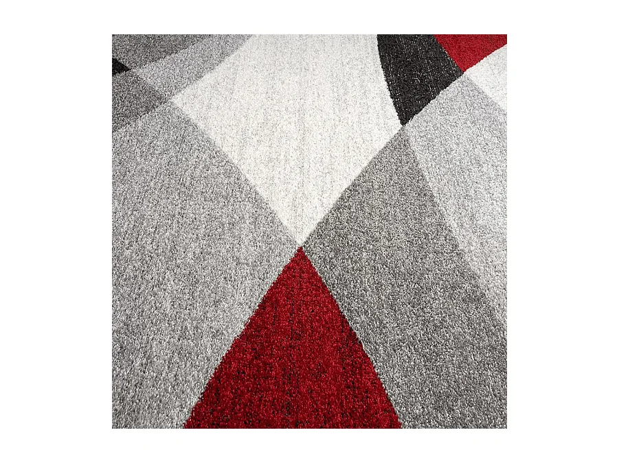 Teppich Pearl Modern Wohnzimmer Konturschnitt, Grau Rot, 80 x 140 cm