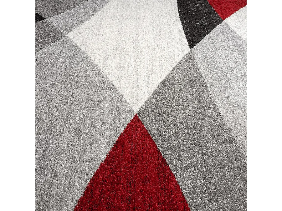 Tapete Pearl Sala estar moderna Corte contorno, Cinza Vermelho, 80 x 140 cm