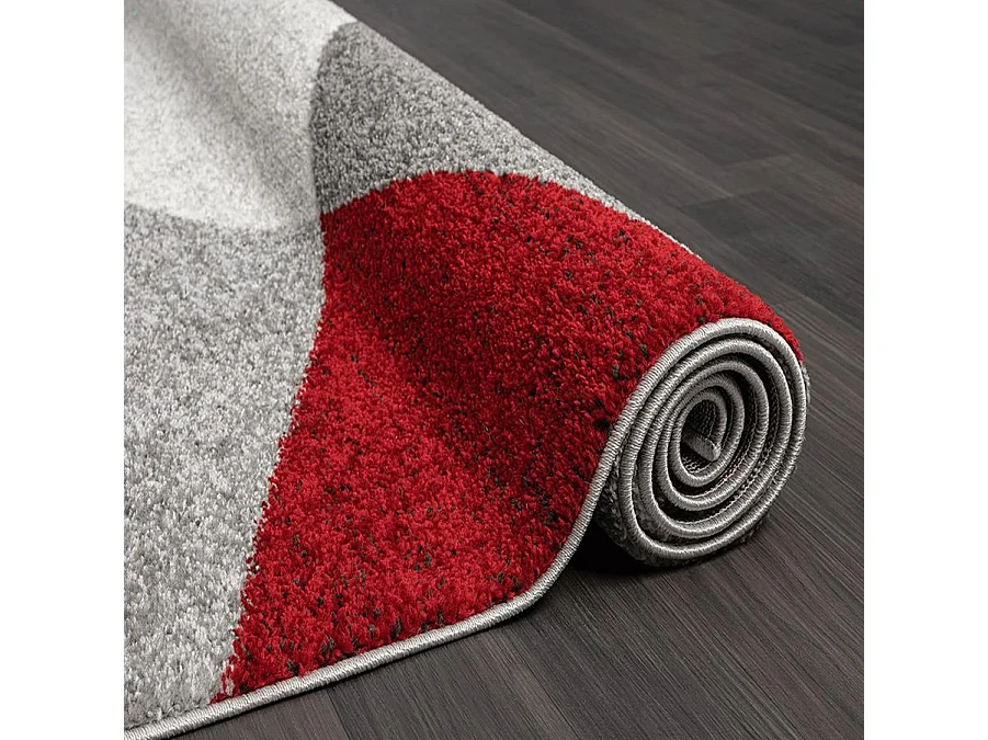 Tapete Pearl Sala estar moderna Corte contorno, Cinza Vermelho, 80 x 140 cm