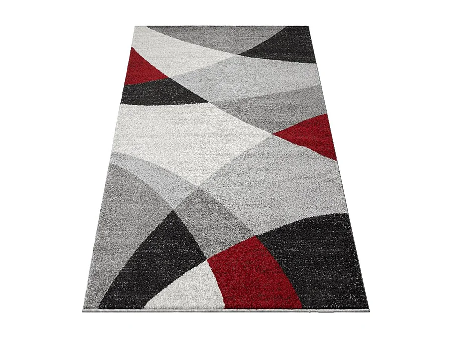 Tappeto Pearl Soggiorno Moderno Taglio contorno, Grigio Rosso, 160 x 220 cm