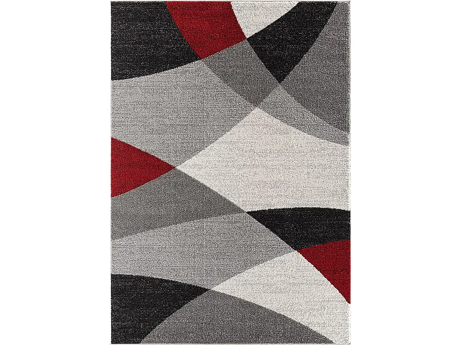 Tapis Pearl moderne salon découpe contour, Gris Rouge, 160 x 220 cm