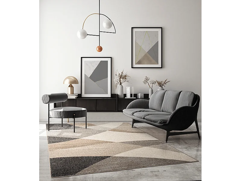 Tapis Pearl moderne salon découpe contour, Beige, 120 x 160 cm