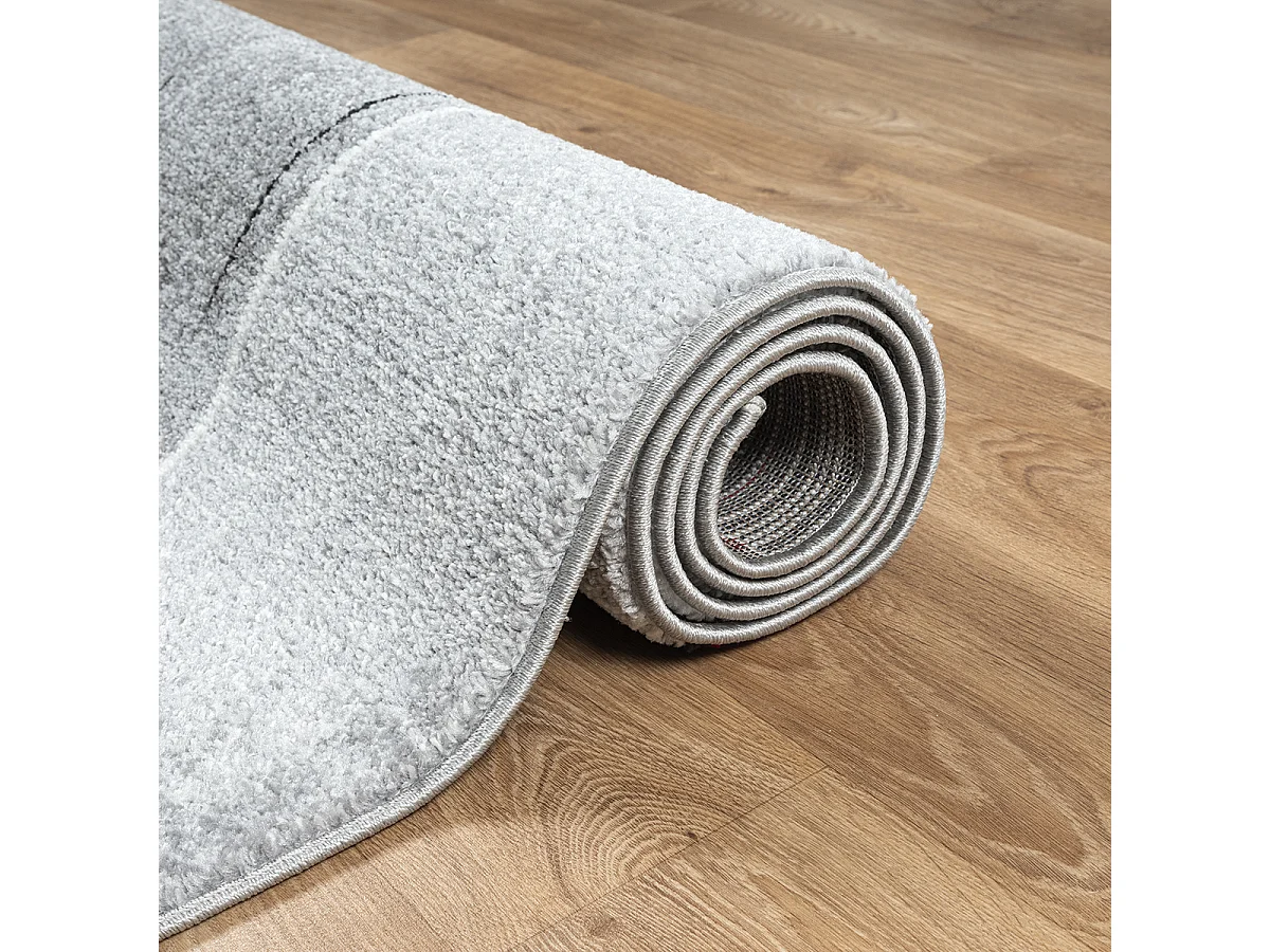 Tapis Pearl moderne salon poil court, Gris Rouge, 80 x 140 cm