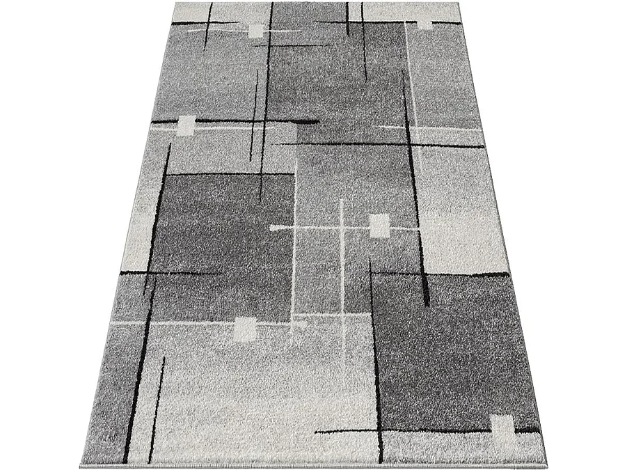 Tapis Pearl moderne salon poil court, Gris, 160 x 220 cm