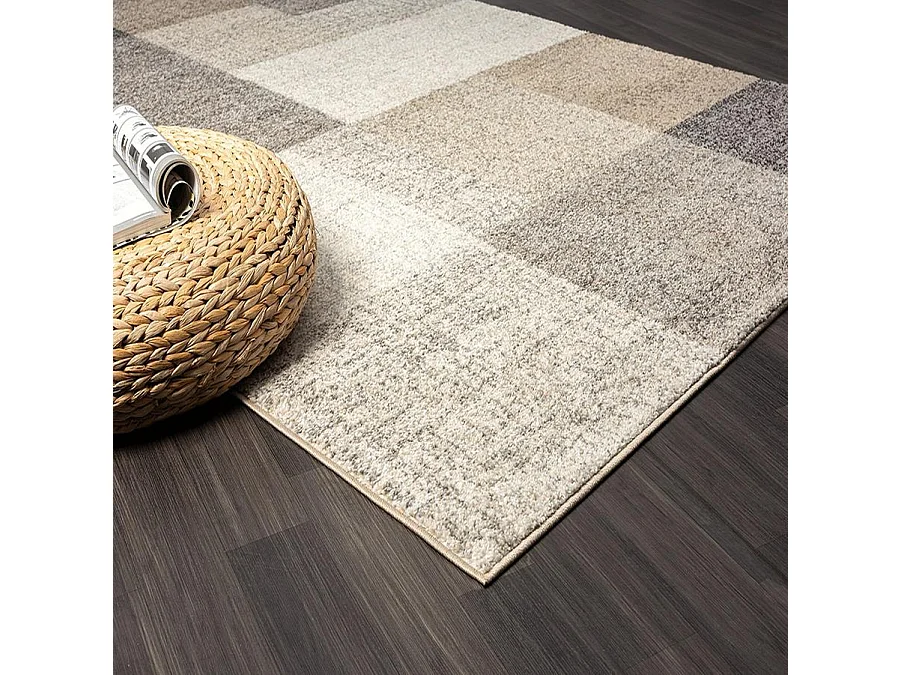 Tapis Pearl moderne salon géométrique, Beige, 240 x 330 cm