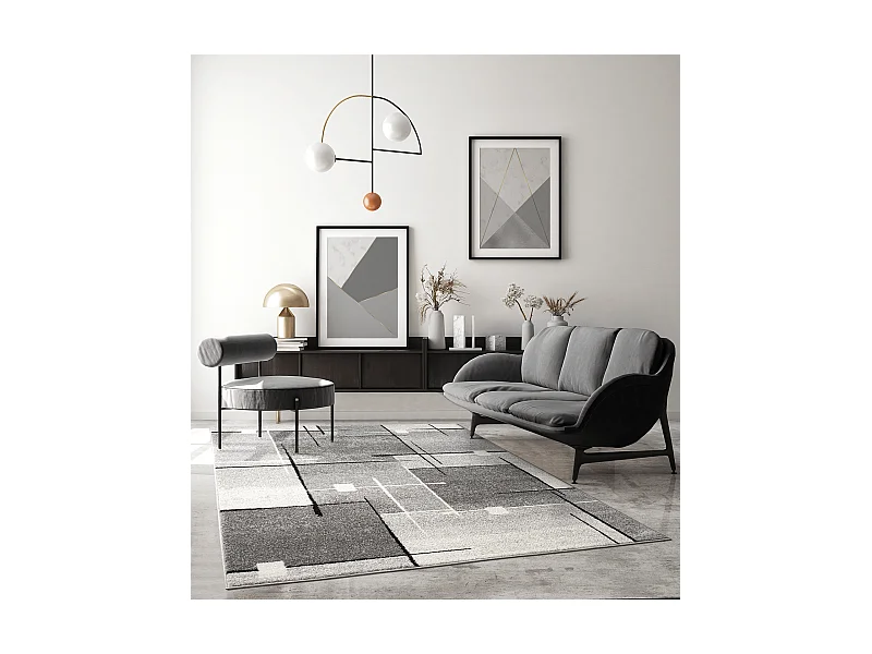 Teppich Pearl Modern Wohnzimmer Kurzflor, Grau, 80 x 140 cm