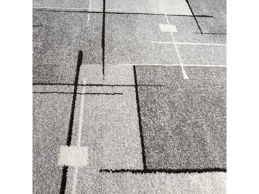 Tapis Pearl moderne salon poil court, Gris, 80 x 140 cm