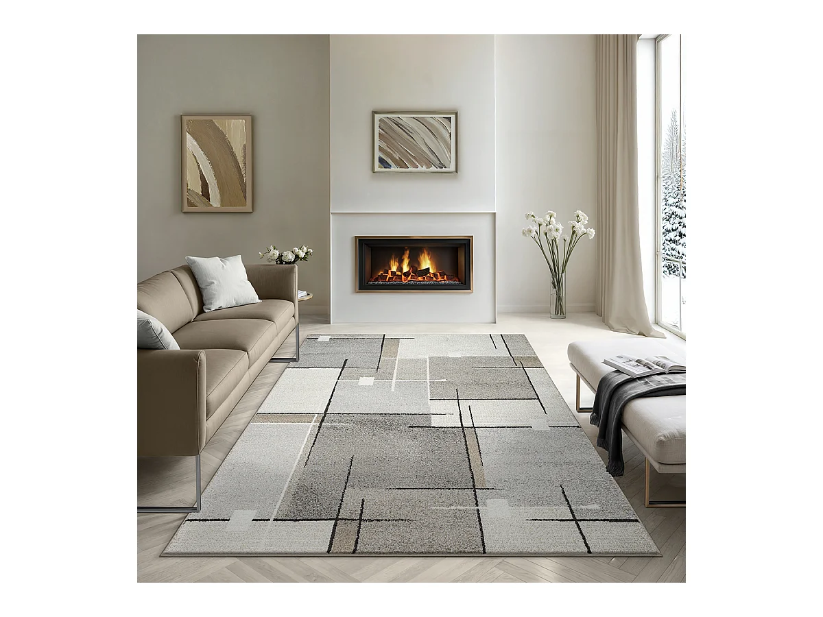 Tapete Pearl Sala estar moderna Pilha curta, Bege, 240 x 330 cm