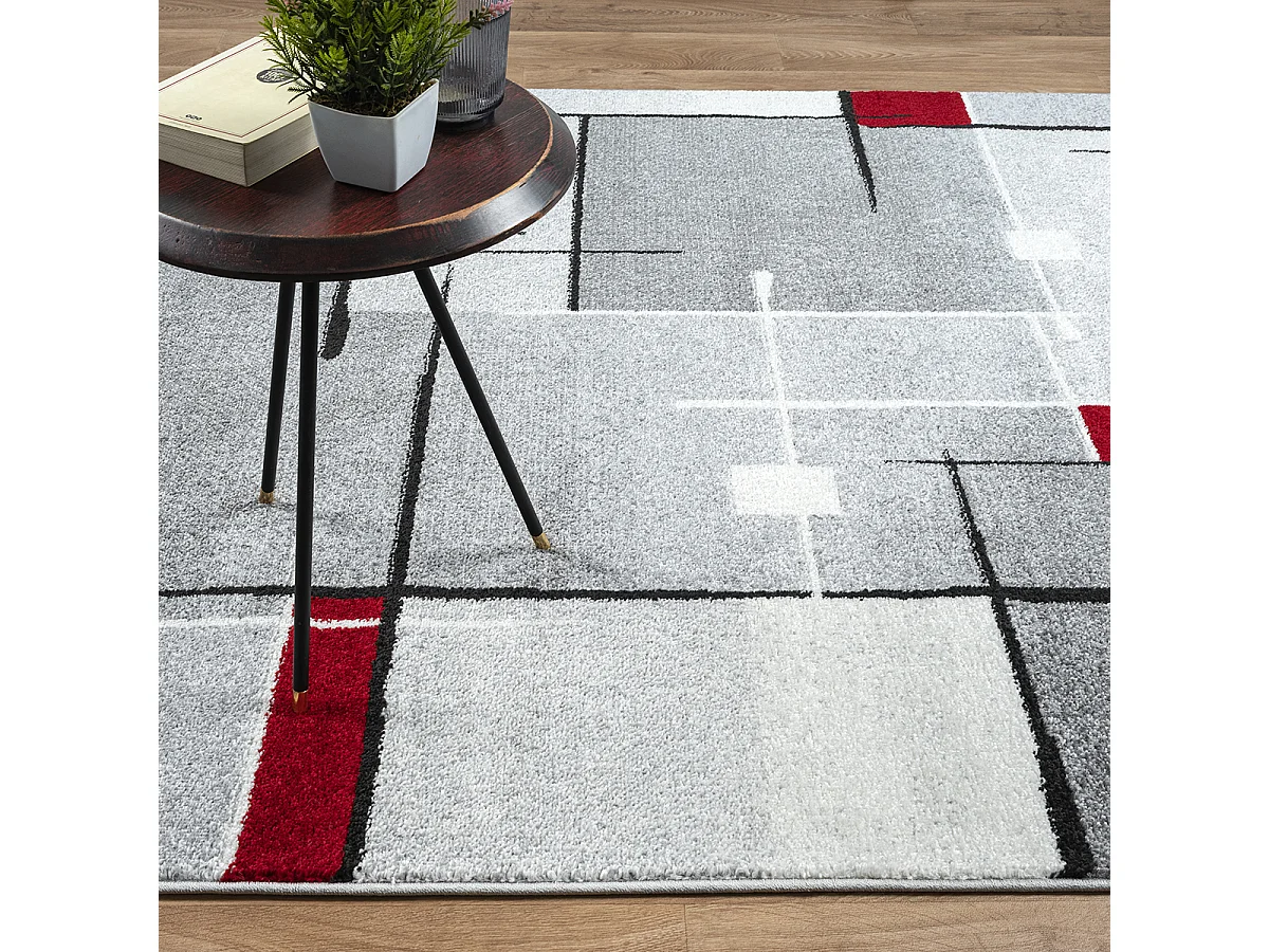 Tapijt Pearl Moderne Woonkamer Korte stapel, Grijs Rood, 240 x 330 cm