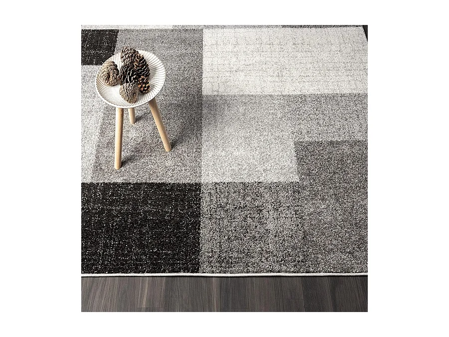 Tapis Pearl moderne salon géométrique, Gris, 160 x 220 cm